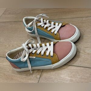 Taos Plim Soul Sneakers US 7.5 Colorblock Pink Blue Mustard Canvas Comfort